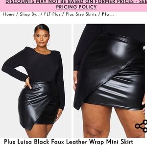 PrettyLittleThing Black Faux Leather Wrap Mini Skirt
